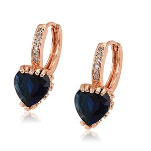 Gold Plated Blue Heart Earrings